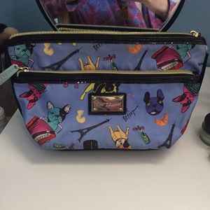 Betsy Johnson makeup bag French bulldogs n France